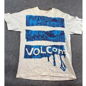 VINTAGE Volcom Shirt Mens Medium White Graphic Y2K Skate Surf Logo Tee Grunge